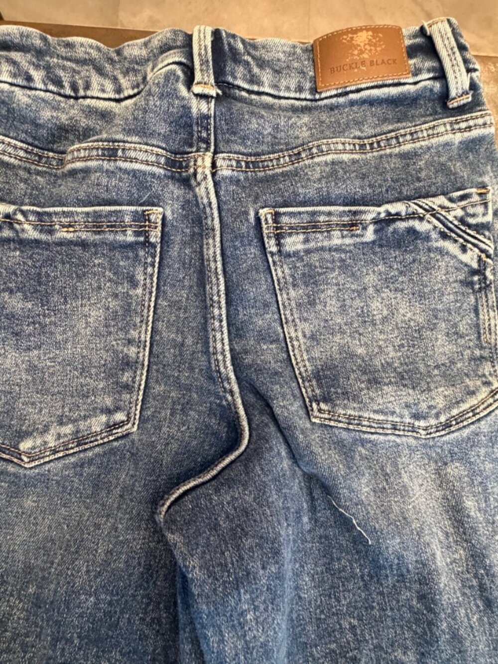 Buckle Black Fit No 35 Wide Leg Jeans 26x34 Acid Wash Frayed Hem TALLS